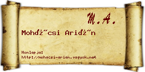 Mohácsi Arián névjegykártya